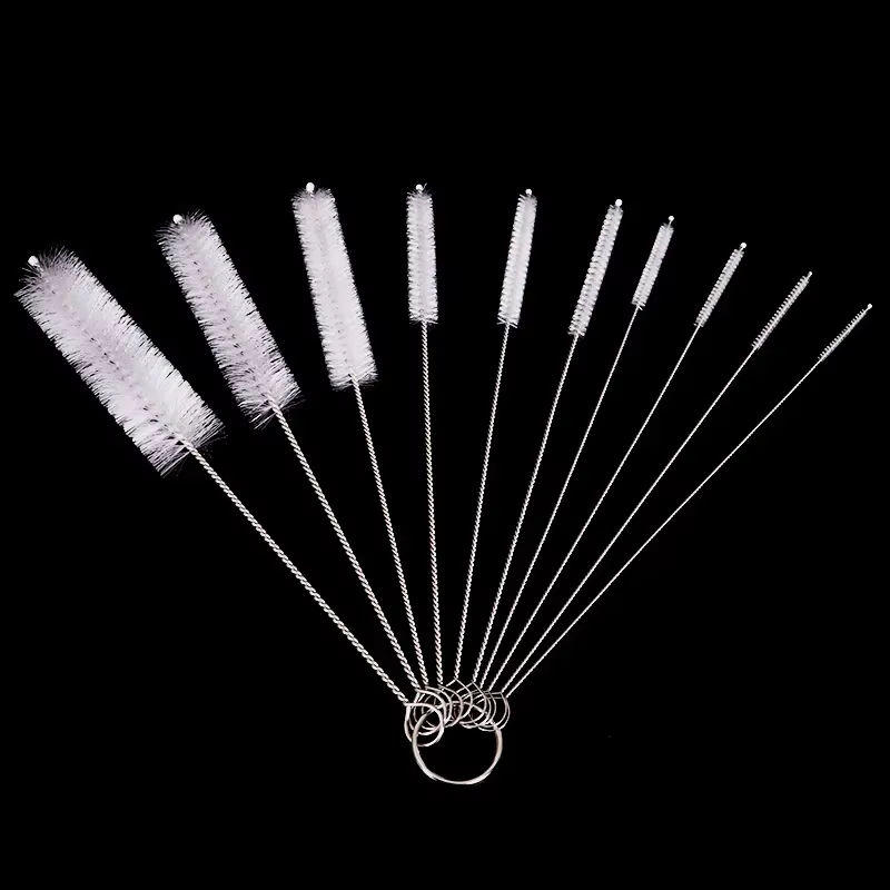 Ensemble de 10 brosses à cheveux souples en acier inoxydable, Tube à essai, brosse à biberon multifo