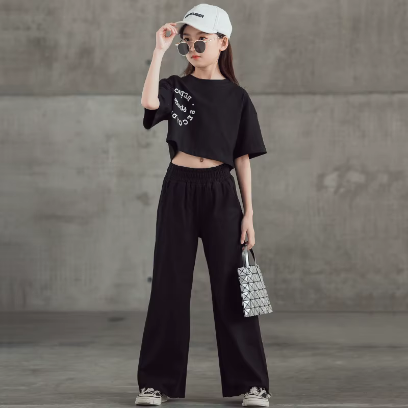 Ensemble de vêtements pour adolescentes de printemps et d'été, t-shirt et pantalon courts pour enfan