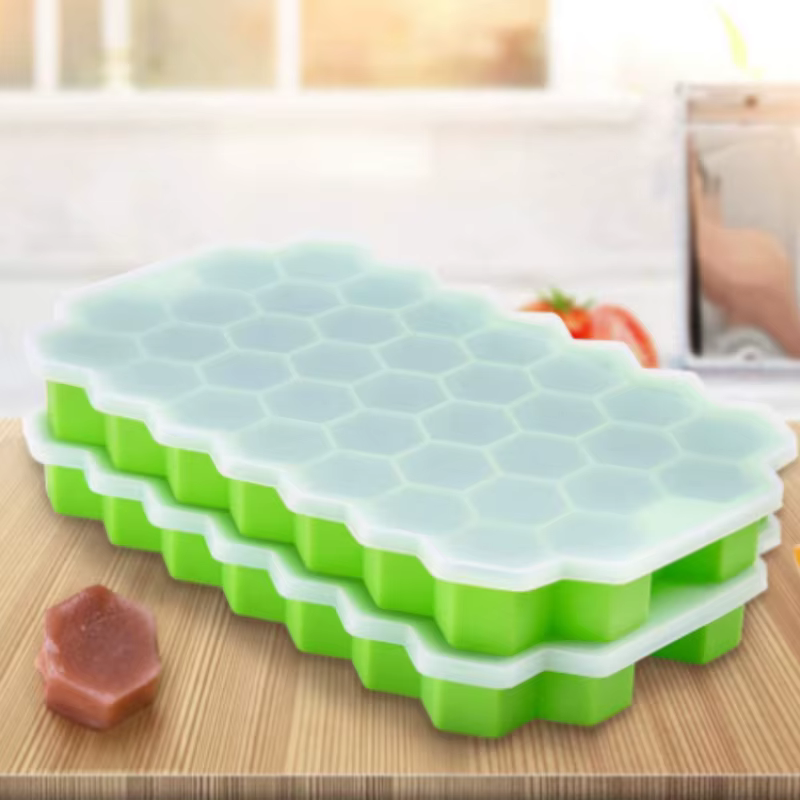 Bac à glace mobile 37 en nid d'abeille en silicone, avec couvercle amovible, moule à glaçons en sili