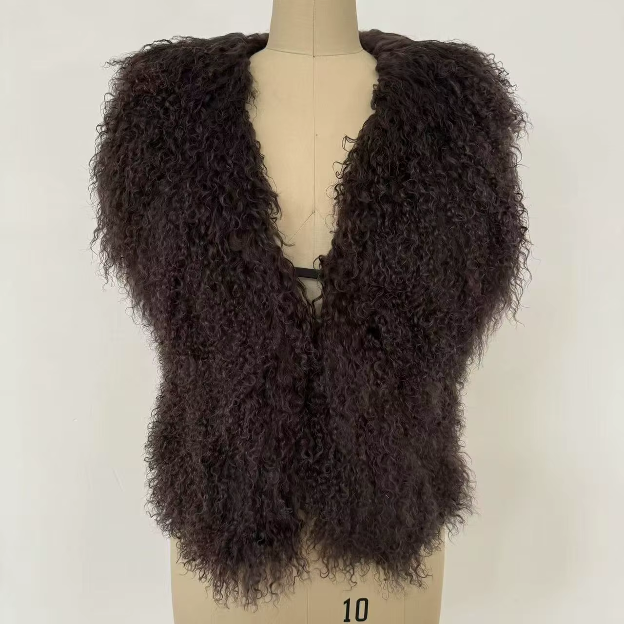 Gilet en vraie fourrure de mouton mongole pour femmes, Streetwear, haut à col licou en vraie fourrur