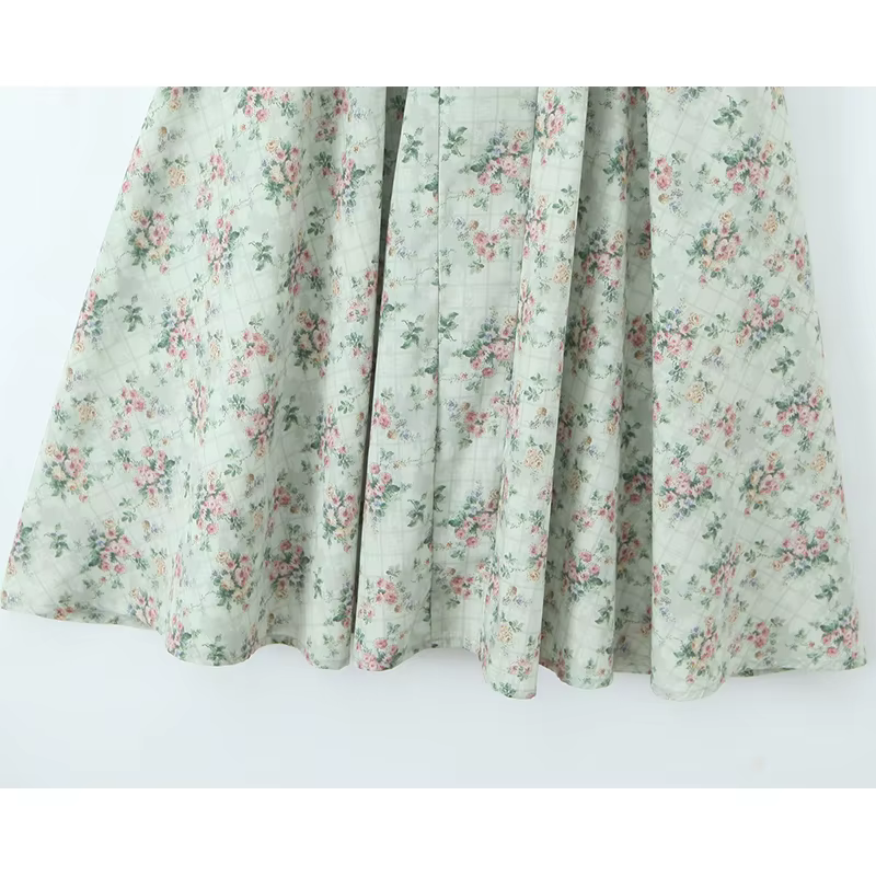 YENKYE vert imprimé fleuri Sexy bretelles Spaghetti Robe femmes taille basse a-ligne Midi vacances r