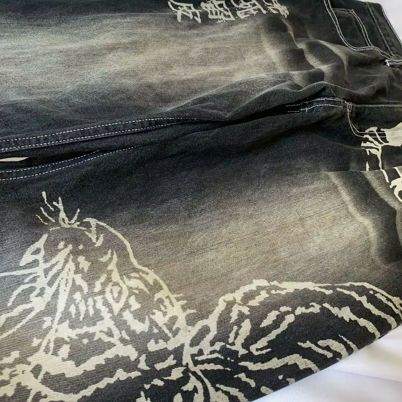 Jean Baggy pour hommes, nouveau modèle surdimensionné imprimé, Y2K Street Vintage Rock décontracté, 
