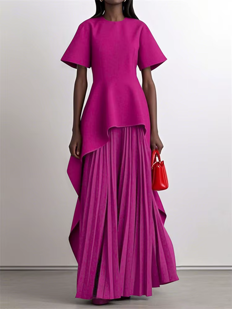Yeezzi – robe Peplum élégante pour femmes, pour Banquet de mariage, manches courtes plissées, ourlet