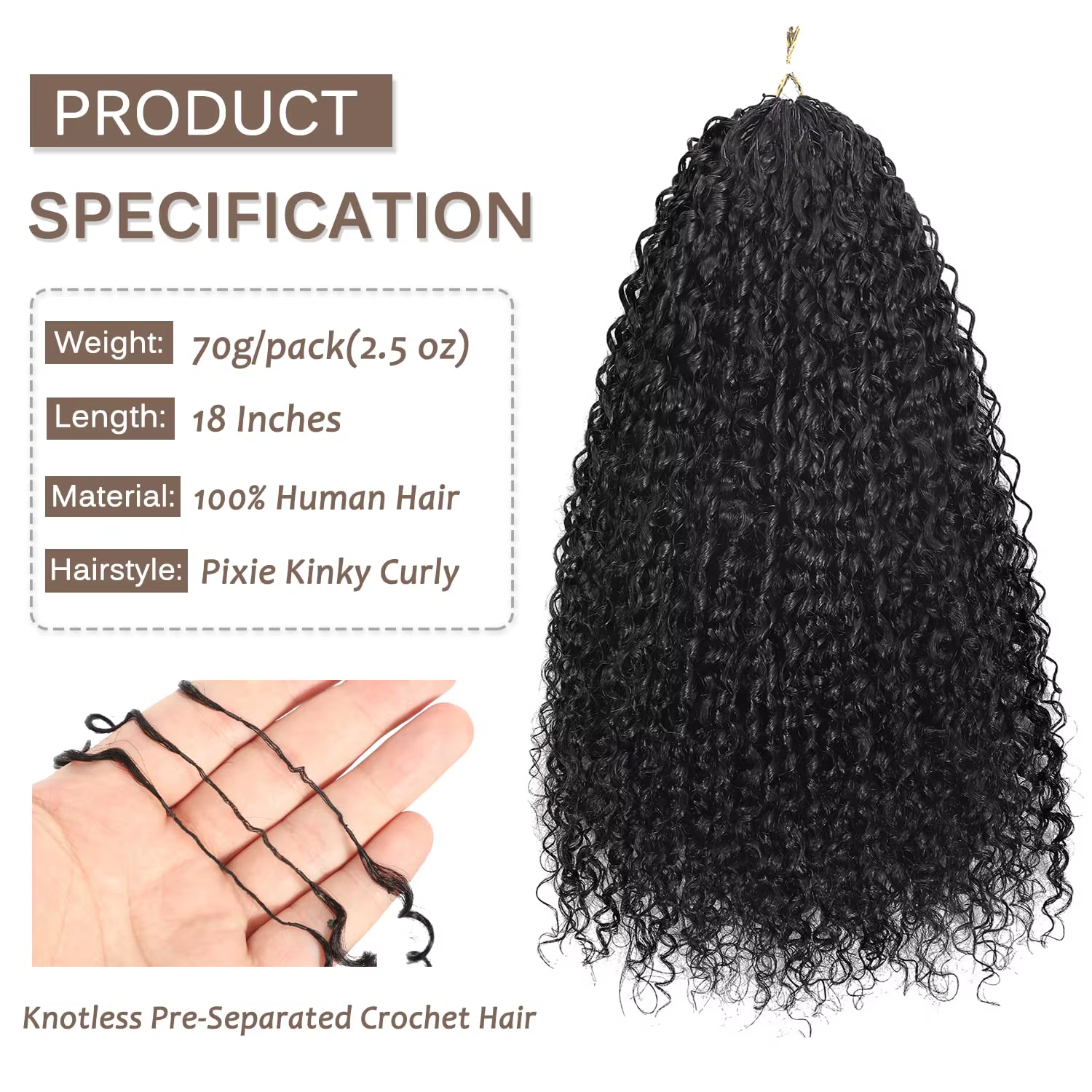 Cheveux humains bouclés birmans pré-bouclés au crochet, 24 pouces, ondulations profondes, pour femme