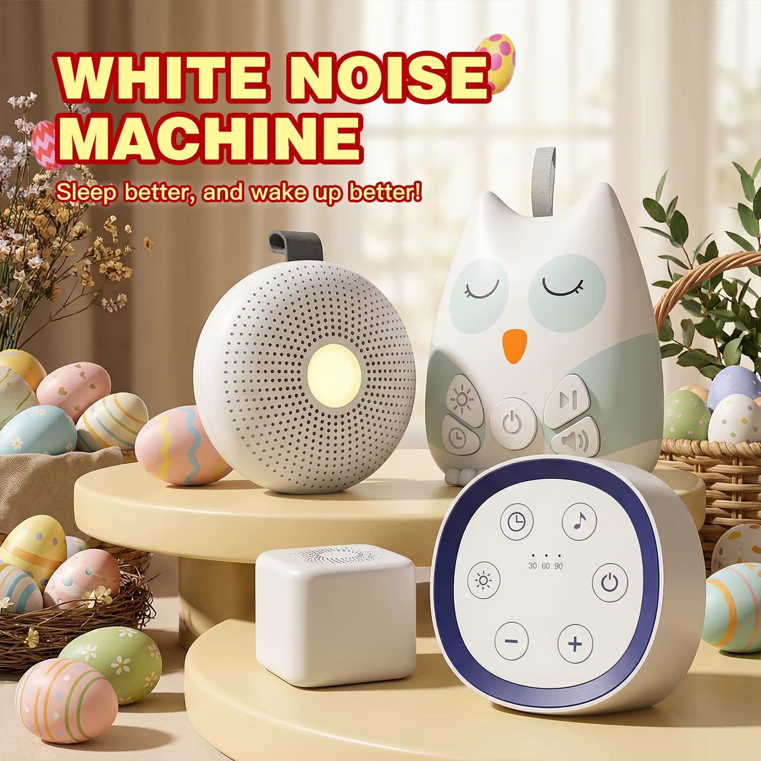 Machine à bruit blanc portable pour bébé avec veilleuse, sons apaisants, minuteur, rechargeable, aid