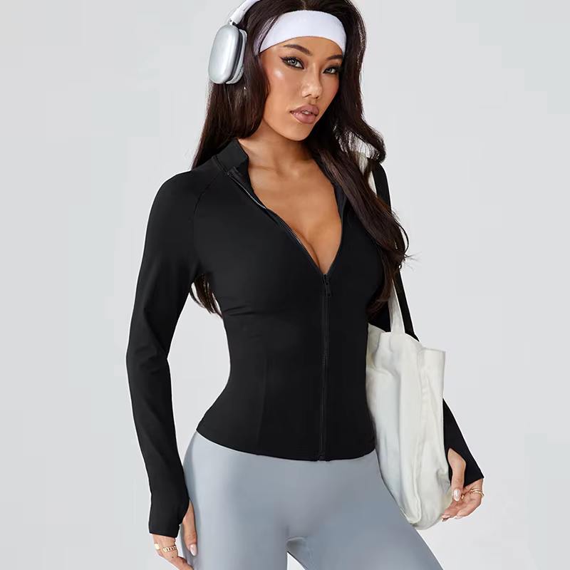Vêtements de yoga pour femmes en automne veste à glissière haut de sport mince vêtements d'extérieur
