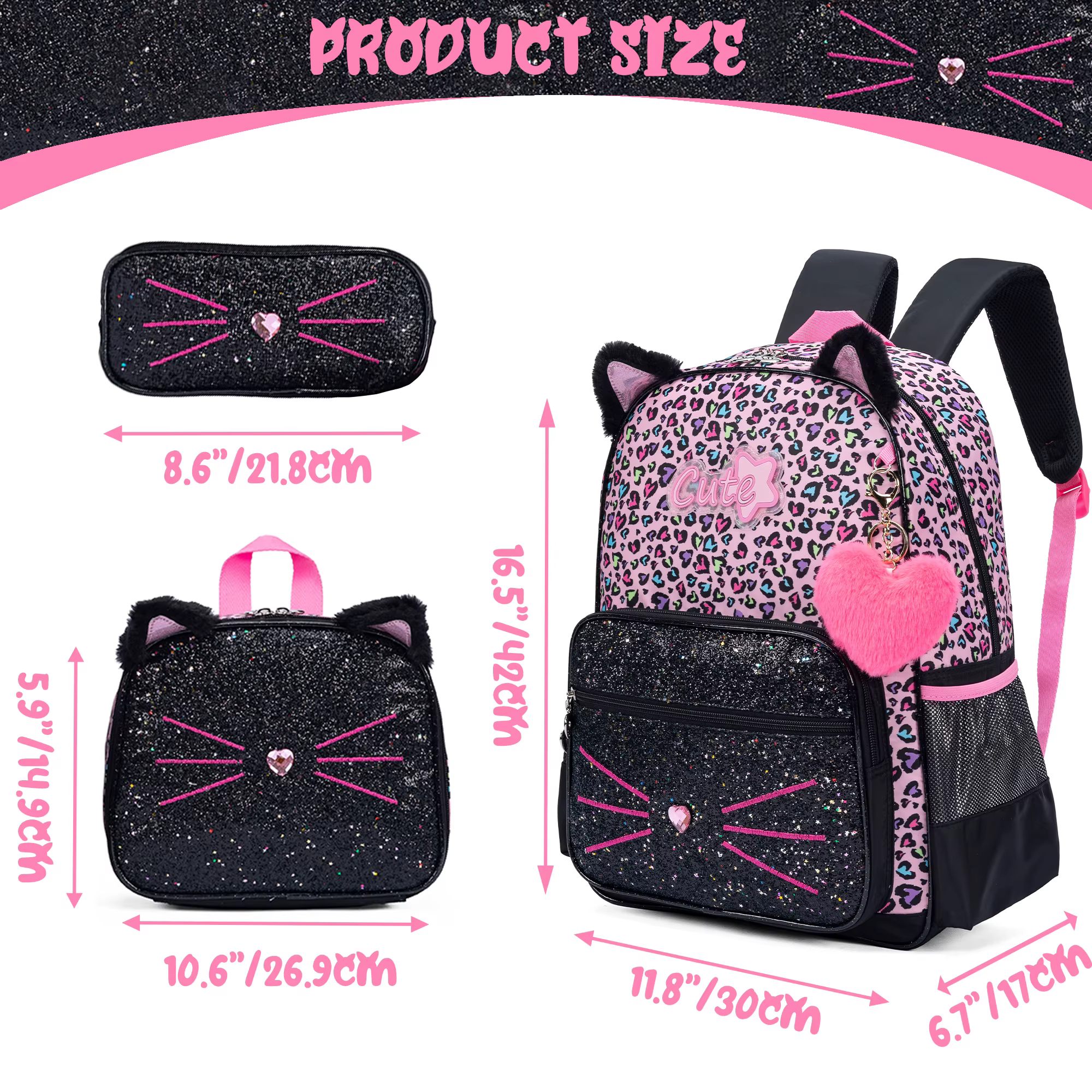 Sac à dos mignon pour filles, sac à dos esthétique, sac d'école pour filles, sac à dos avec boîte à 