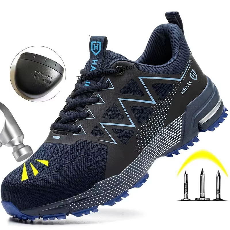 Chaussures de sécurité Anti-écrasement pour hommes, baskets à bout en acier, bottes de travail respi