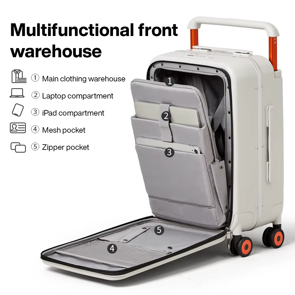 Valise Mixi Nouveau Design à Poignée Large, Cadre en Aluminium, Bagage Cabine pour Hommes, Valise de