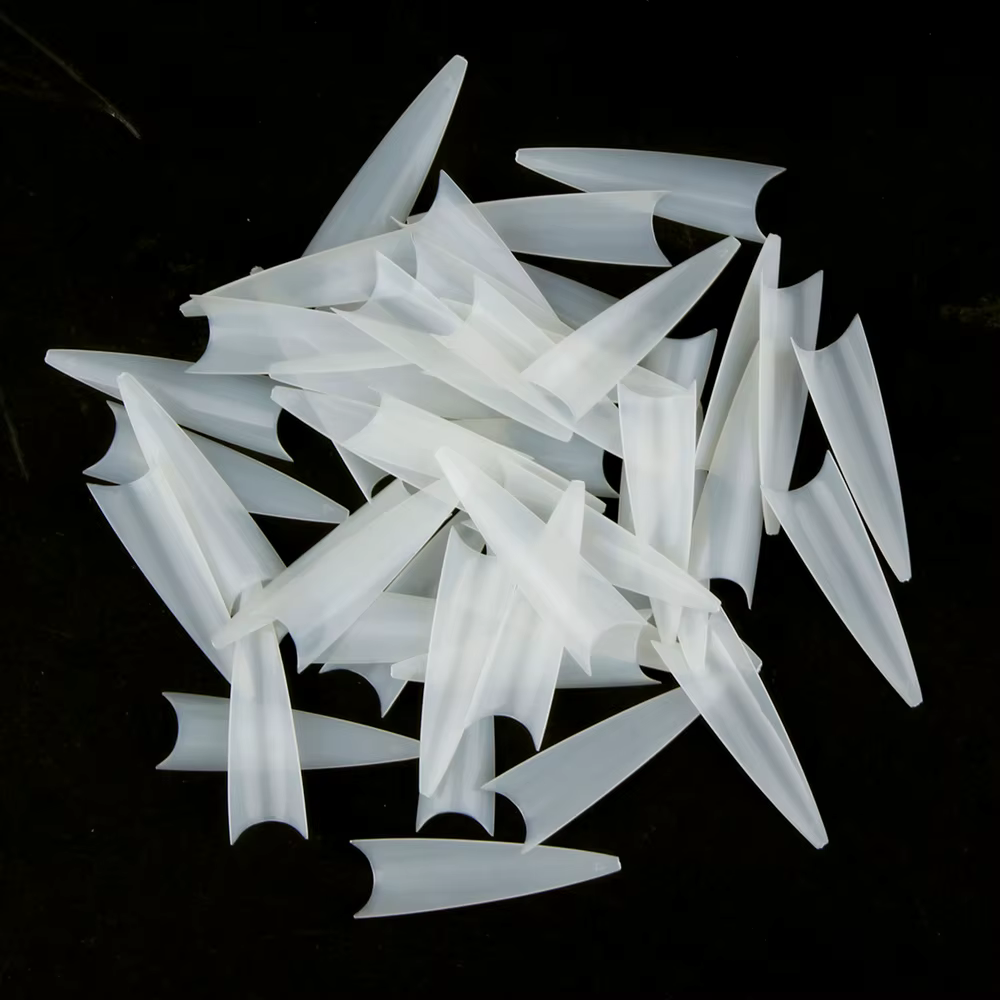 1 sac (600 pièces) pointes d'ongles de pratique Stiletto naturel 10 tailles demi-couverture faux poi