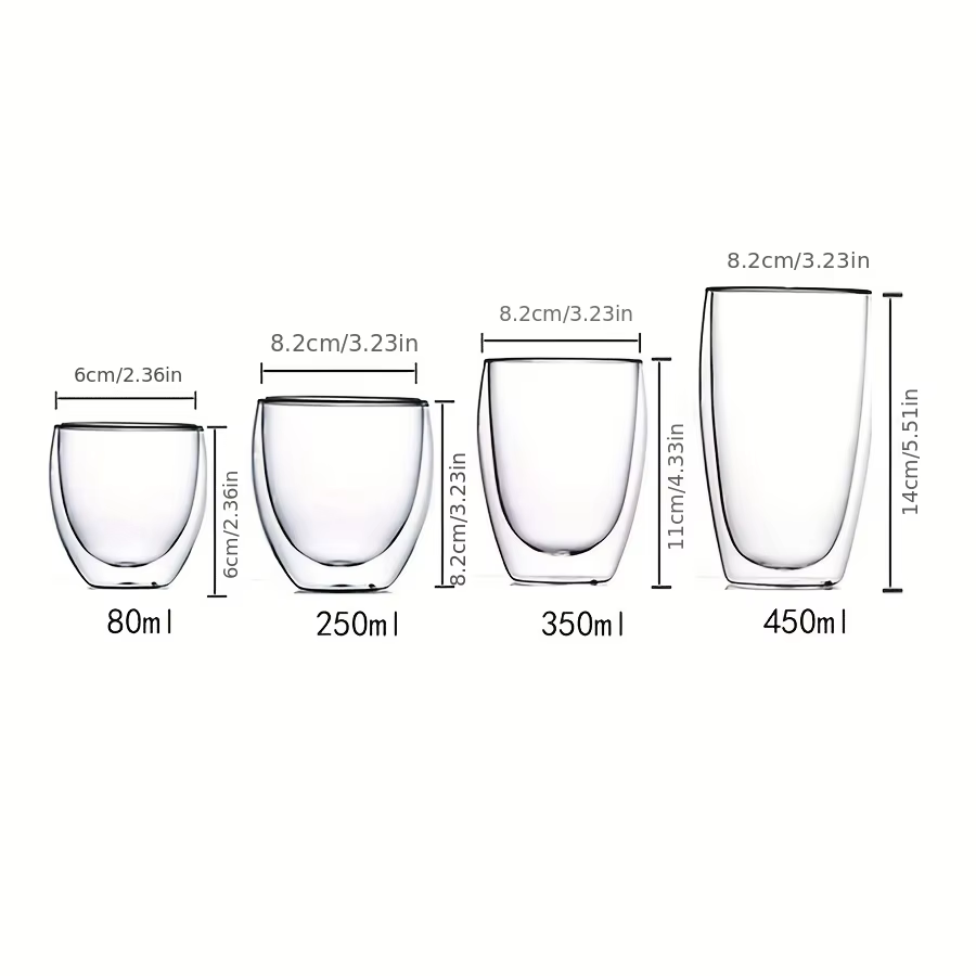 Tasse en verre à Double paroi, isolation thermique, transparente, faite à la main, pour boissons au 