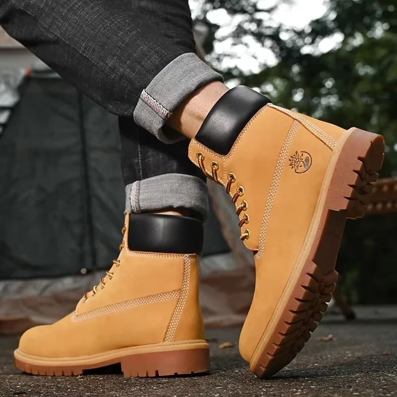 Bottes hommes bottes hautes de haute qualité femmes chaussures en cuir mode baskets d'extérieur homm