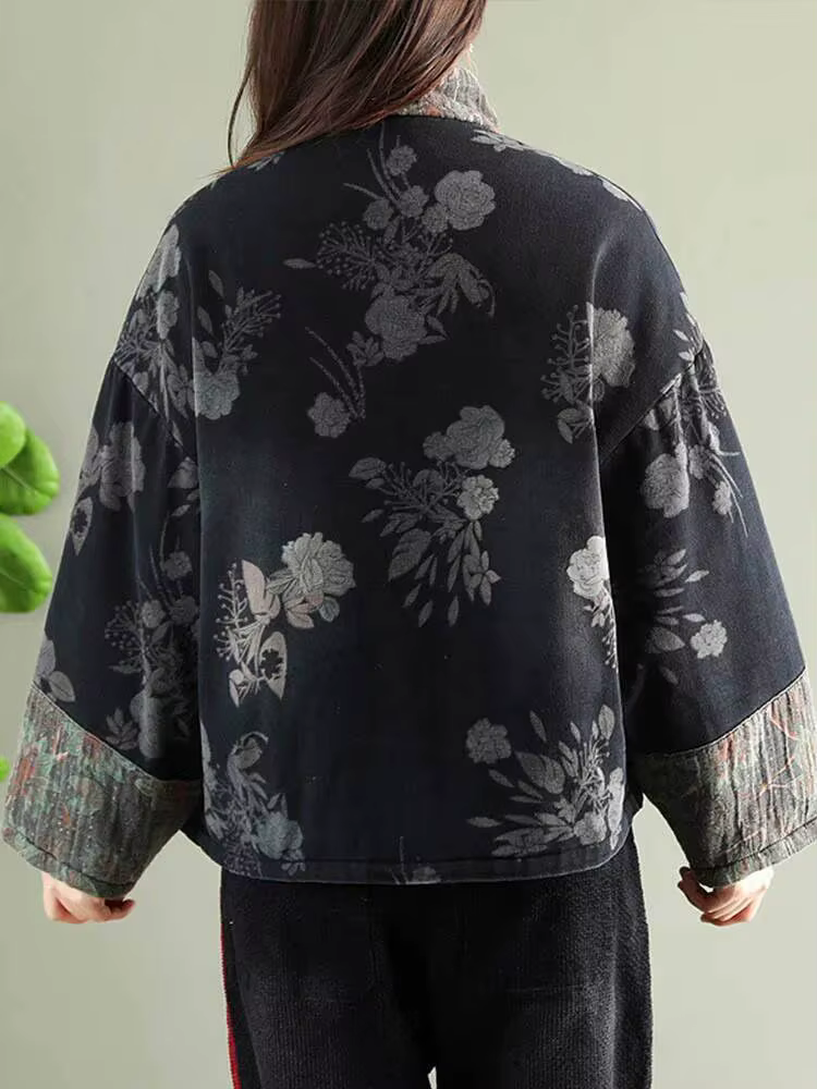 Amax LuluE Design chinois dames Parkas chauds femmes Vintage Floral Denim hiver rembourré vestes loi