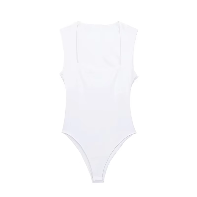 MUJER 2025 noir femme corps col carré sans manches Body femmes bleu blanc Sexy serré Body Lingerie m