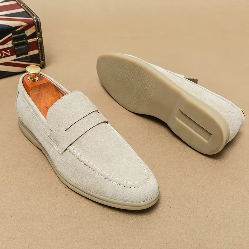 Chaussures pour homme en cuir suédé rétro de créateur, mocassins à enfiler, chaussures habillées Pen