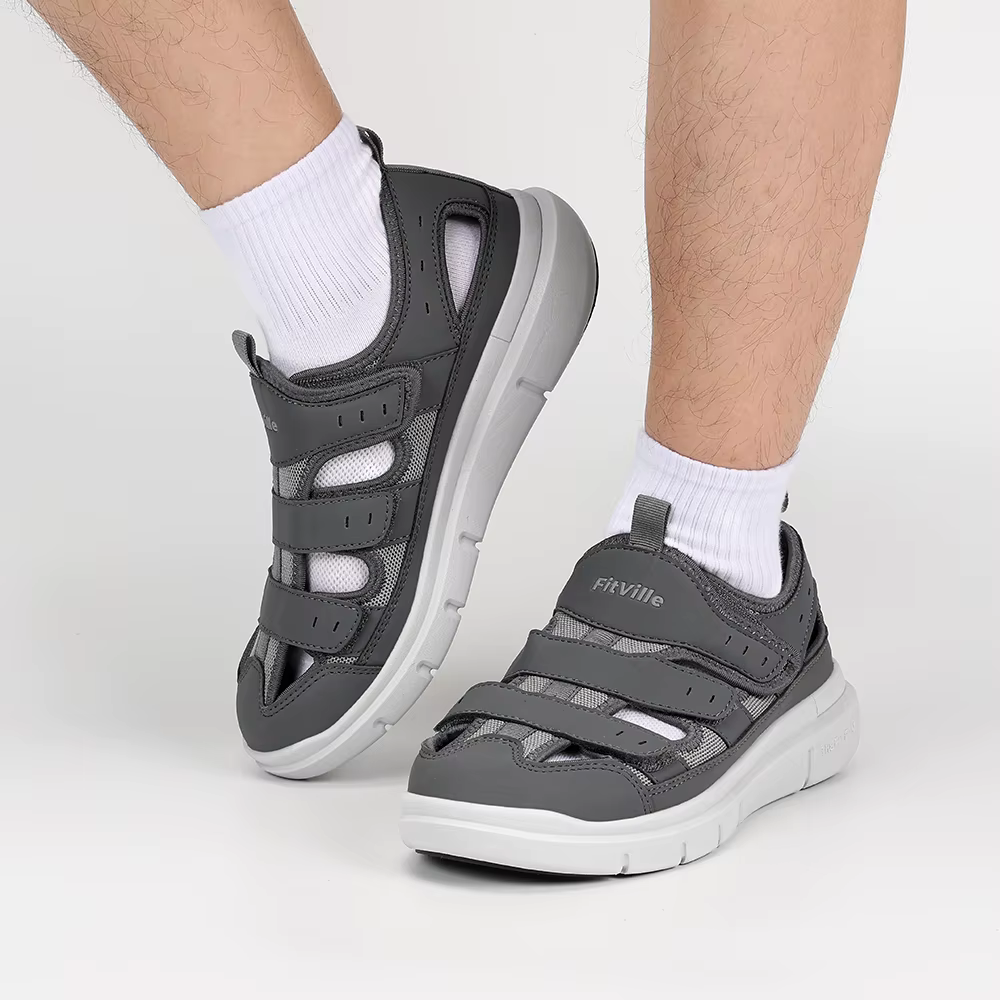 FitVille – sandales élargies pour hommes, chaussures de diabète décontractées, légères pour la fasci