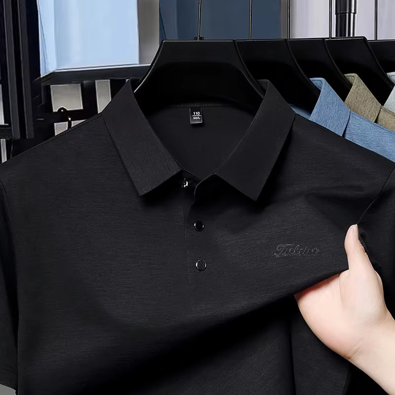Polo de luxe premium pour homme, nouveau t-shirt à col boutonné avec imprimé lettres, style européen