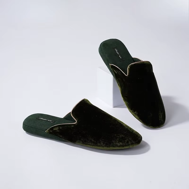 Pantoufles d'intérieur de Style chinois pour femmes, pantoufles chaudes en fourrure avec tissu en so