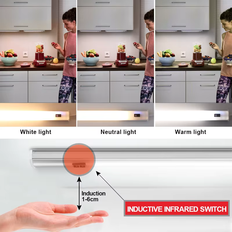 Lumière LED intelligente sous armoire avec capteur de balayage à la main, veilleuse, éclairage de la