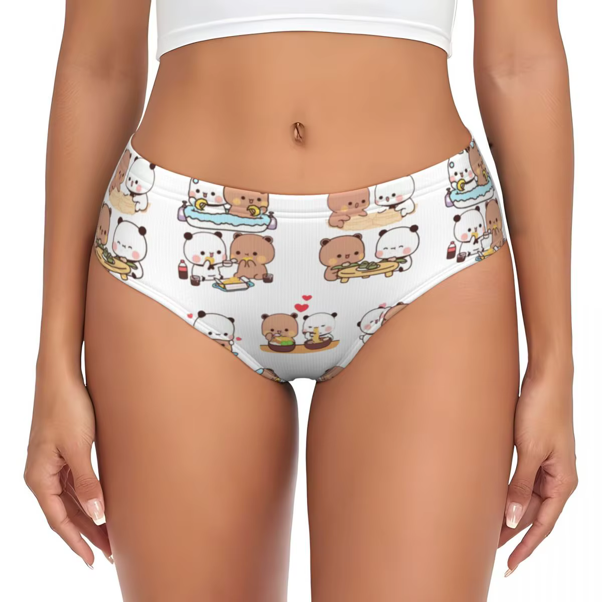 Culottes de couple Panda Bear et Brownie True Love Bubu Dudu pour femmes, sous-vêtements respirants,