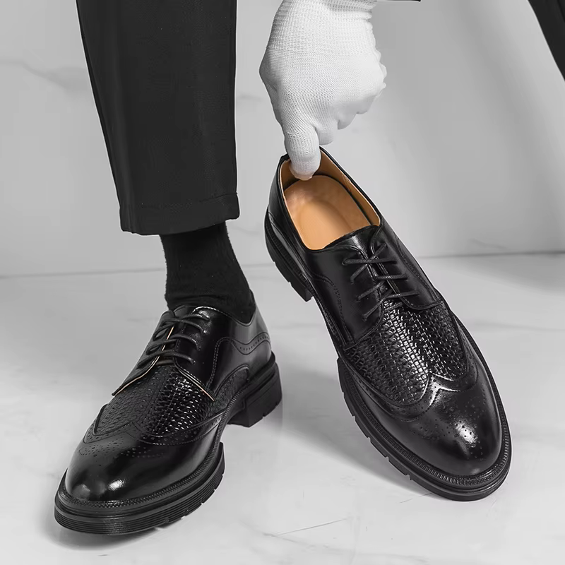 Chaussures habillées classiques en cuir pour hommes, chaussures d'affaires décontractées, brogues de
