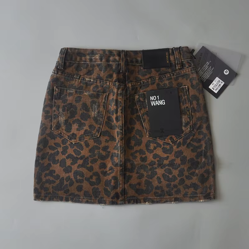 Mini-jupes taille haute pour femmes, jupes léopard à la mode, denim vert vintage, jupe de combat déc