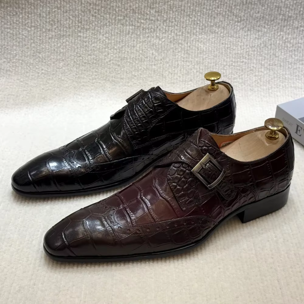 FELIX CHU mocassins formels à enfiler en cuir véritable pour hommes, chaussures de robe de mariée ri