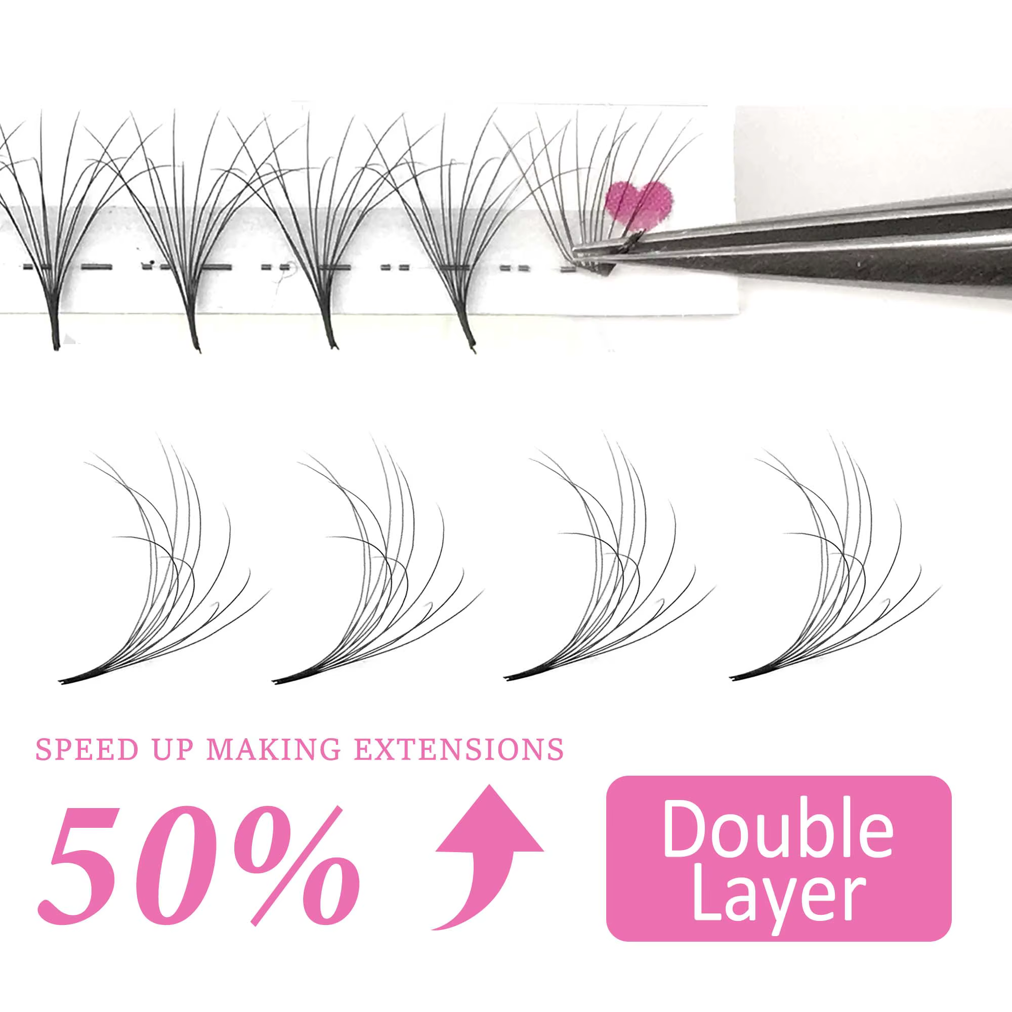 CoMango single&mix9-16 6D fluffy double layers premade fans russian volume false eyelash extension b