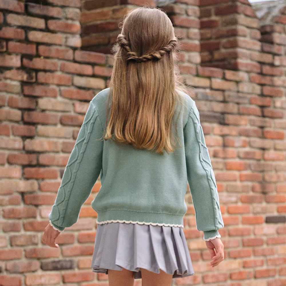 Dave Bella automne printemps Cardigan pull pour filles tricoté pull enfants bouton manteau d'extérie