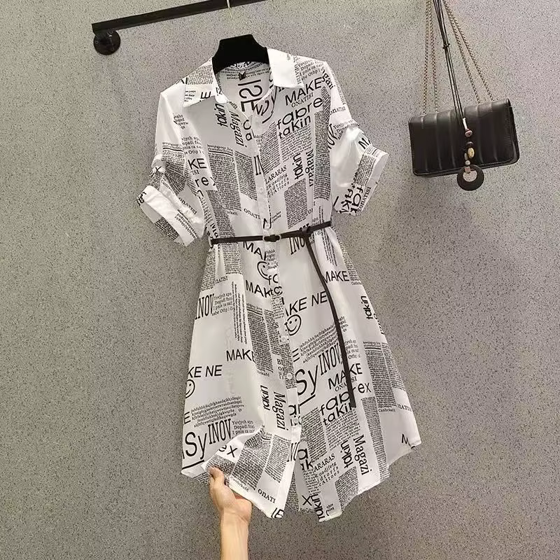 Robe imprimée lettre enveloppée pour femme, col polo à la taille, réduction de l'âge français, régla
