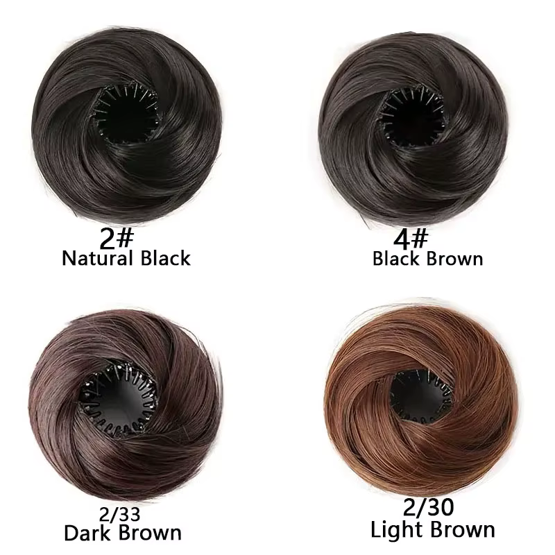 Chignon synthétique avec Clips élastiques circulaires, 1 pièce, perruque de cheveux lisses en forme 