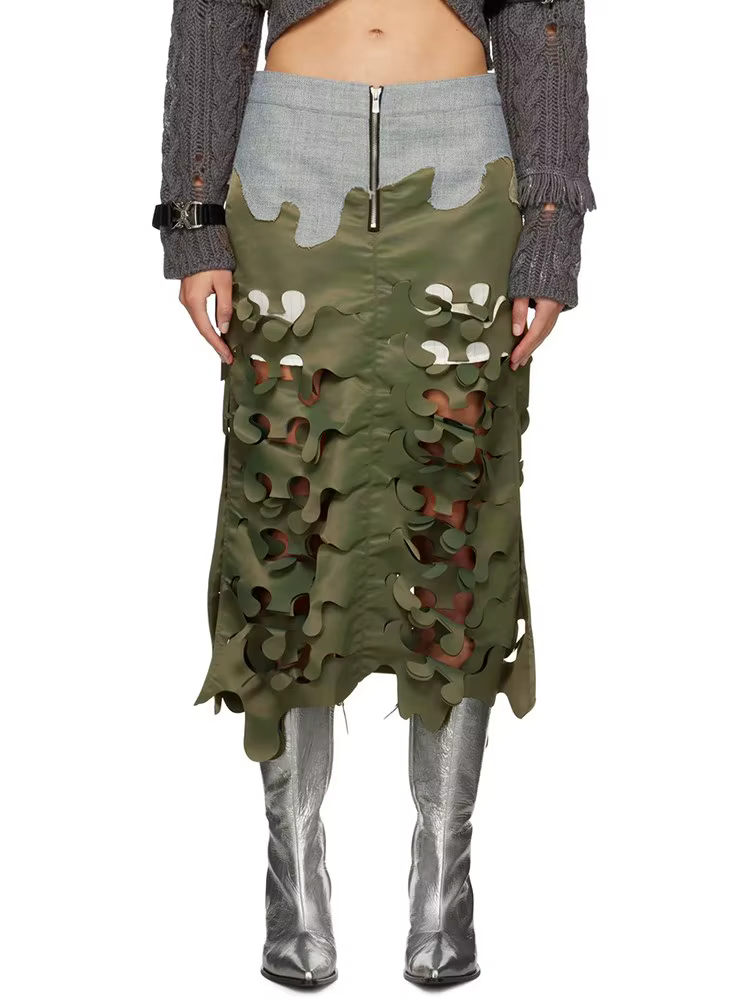 TWOTWINSTYLE Hit Couleur Minceur Jupes Pour Femmes Taille Haute Spliced Zipper Évider Irregualr Stre