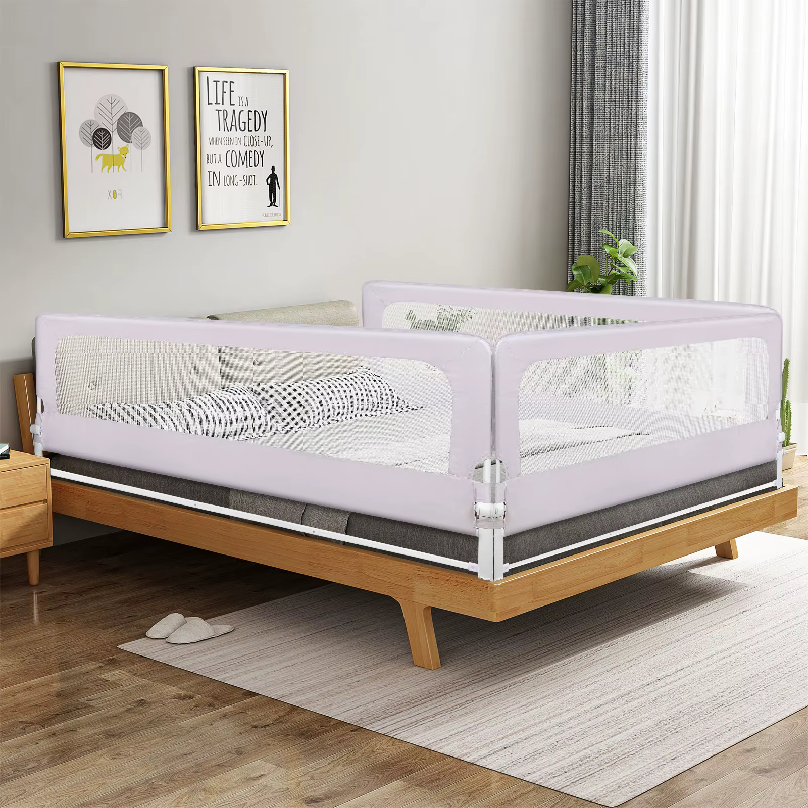 Barrière de lit portable pour enfants 180/200 x 65 cm, pliable et portable, barrière de sécurité ant