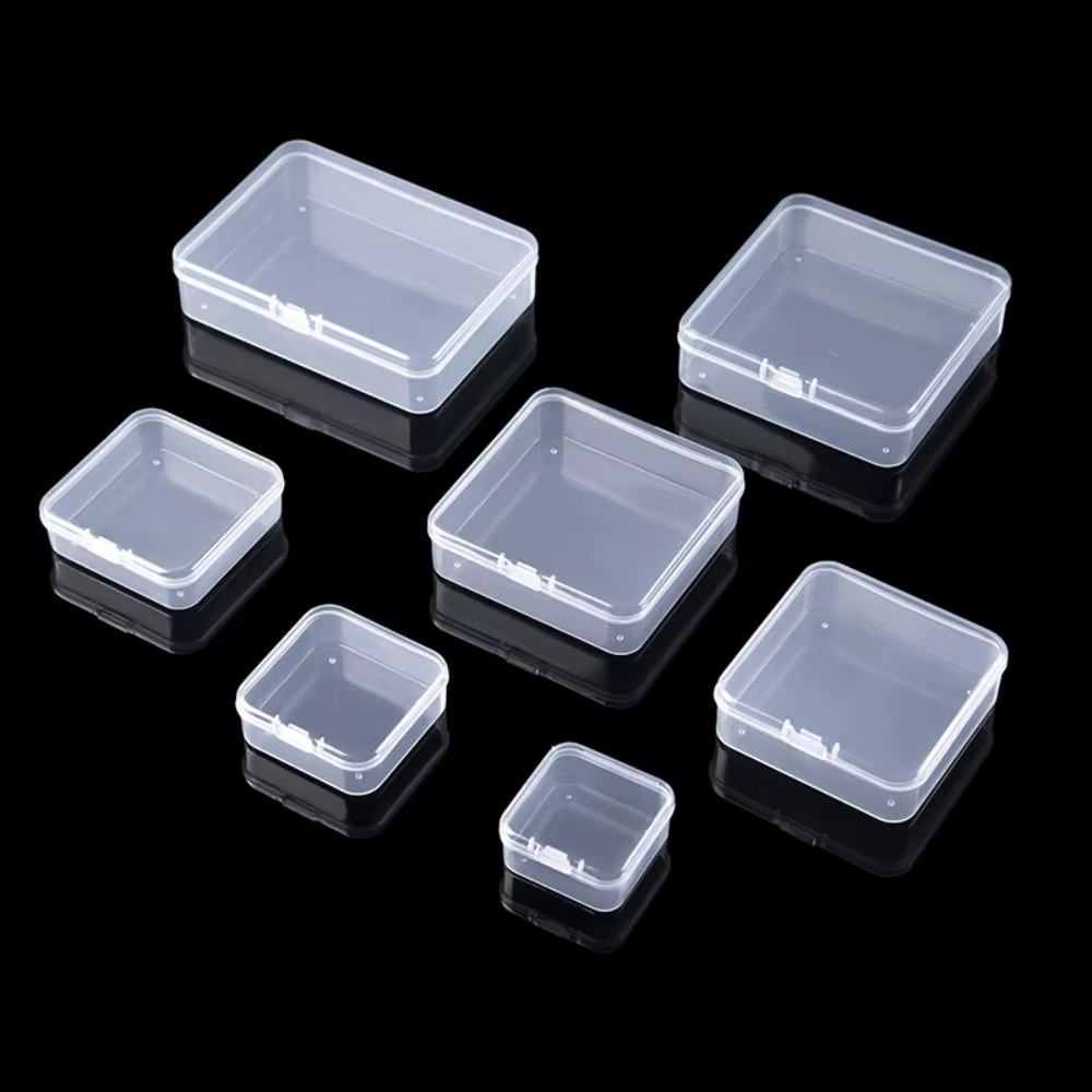 Boîte de rangement carrée en plastique, contenant transparent pour bijoux, perles, petits articles, 