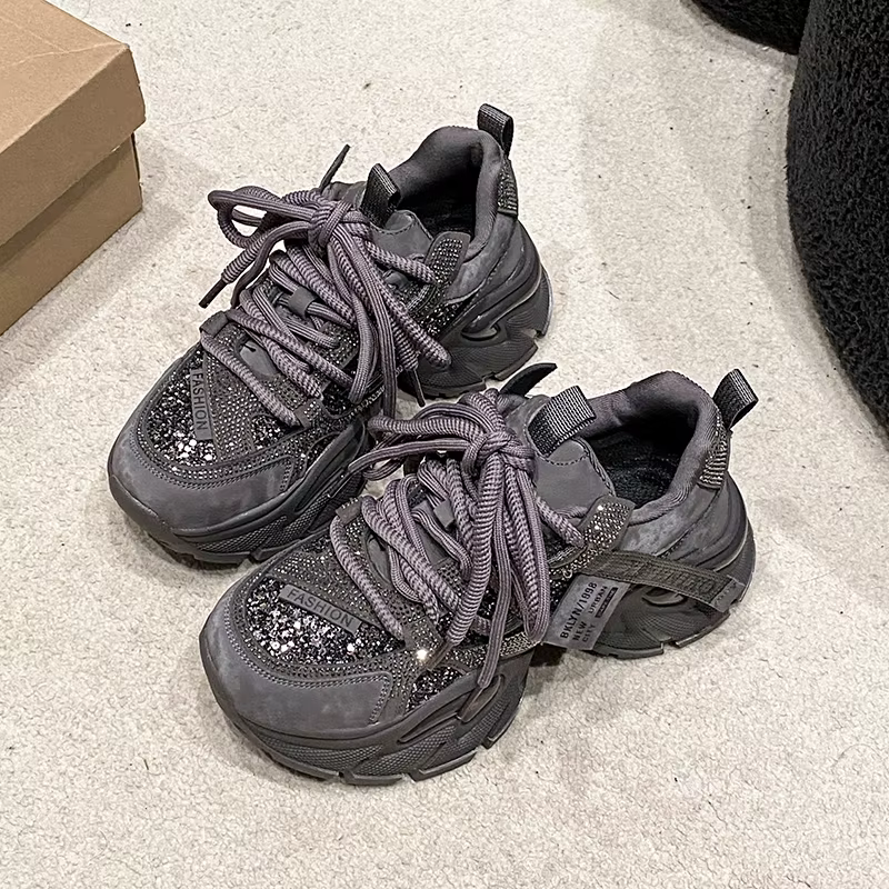 Chaussures décontractées pour femmes en cuir microfibre 6CM, nouvelles baskets épaisses à plateforme