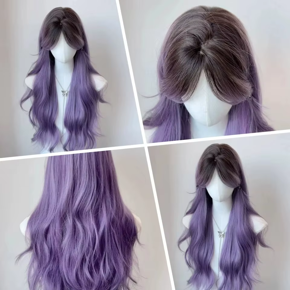 OLACARE longue vague de corps noir marron violet Cosplay perruques résistant à la chaleur perruques