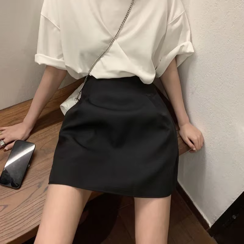 Lucyever-Jupe Courte Bouffante Noire et Blanche pour Femme, Vêtement Assressentiavec Tout, Poche Y2K