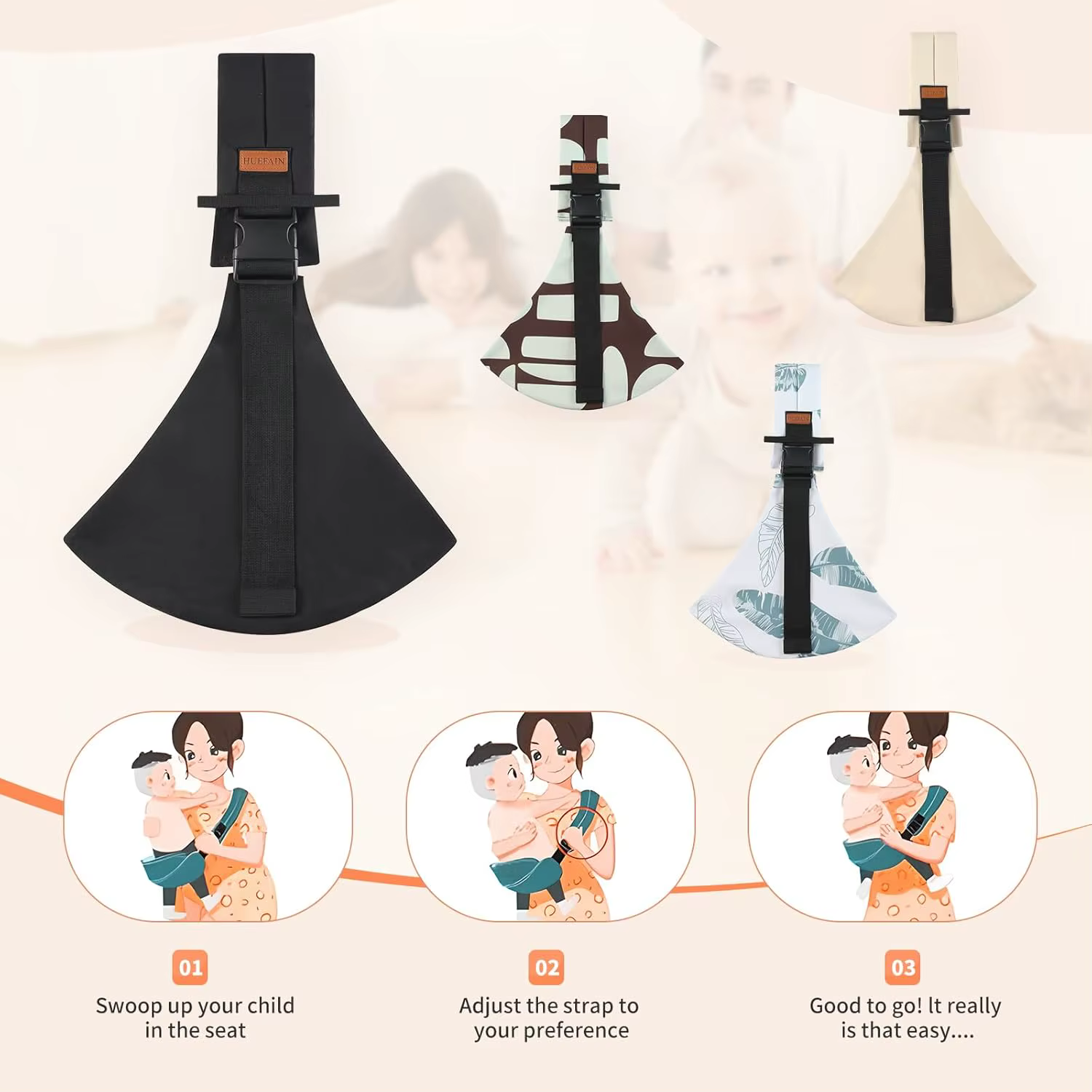 Porte-bébé, écharpe pour bébé, porte-bébé pour tout-petits, porte-siège de hanche réglable et antidé