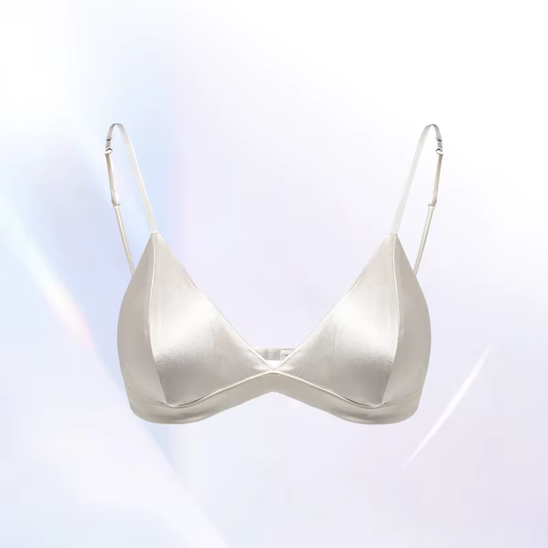 Soutien-gorge triangle sexy en soie de mûrier pour femme, sans armatures, minimisant, en soie vérita