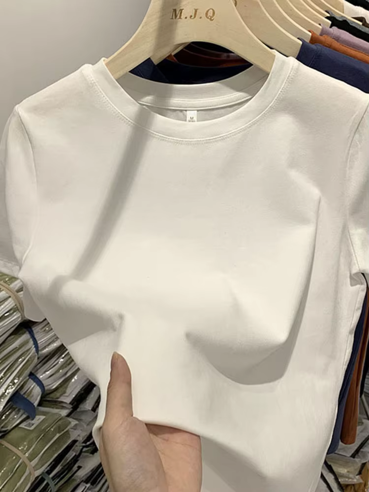T-Shirt à Manches Courtes en Coton Blanc pour Femme et Fille, Vêtement Sexy, Y2k, Printemps