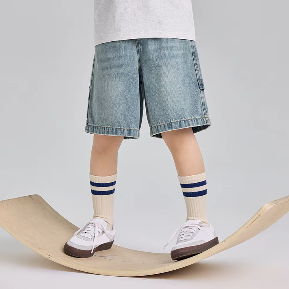 Shorts en jean à jambes larges pour garçons Dave Bella, 7-13 ans, jeans d'été, pantalon de cowboy po