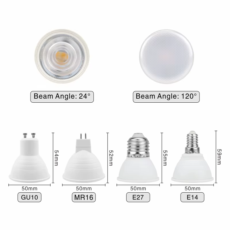 2 pièces GU10 MR16 E14 E27 projecteur 6W AC220V-240V ampoule Led Angle de faisceau 24 120 degrés amp