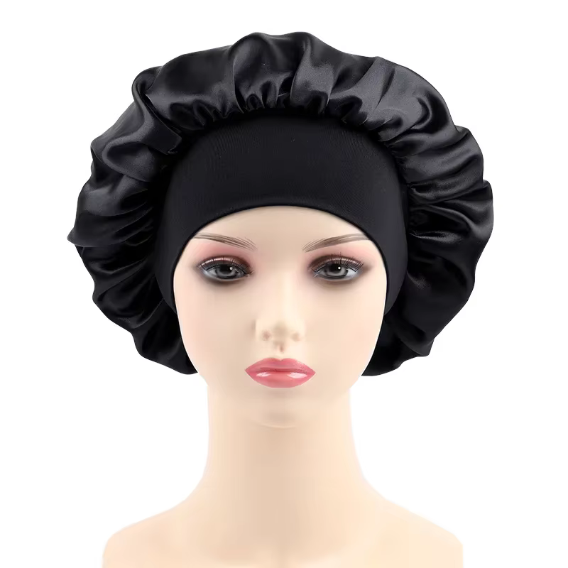 Chapeau de couchage en Satin pour femmes, solide, élastique, à larges bords, unisexe, bandeau élasti