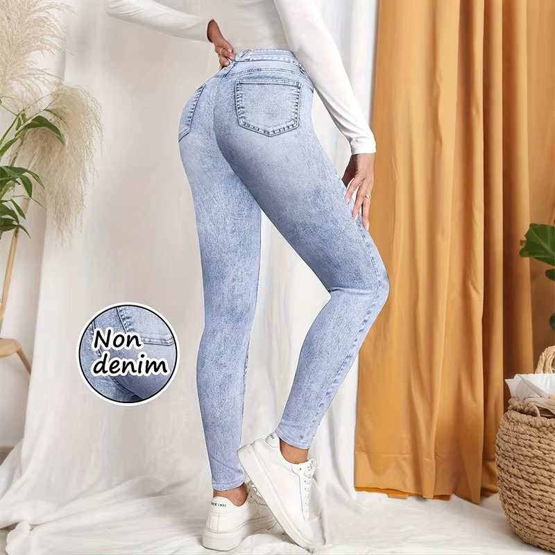 Leggings pour femmes non en jean, taille haute, effet push-up, pantalon de yoga, pantalon décontract