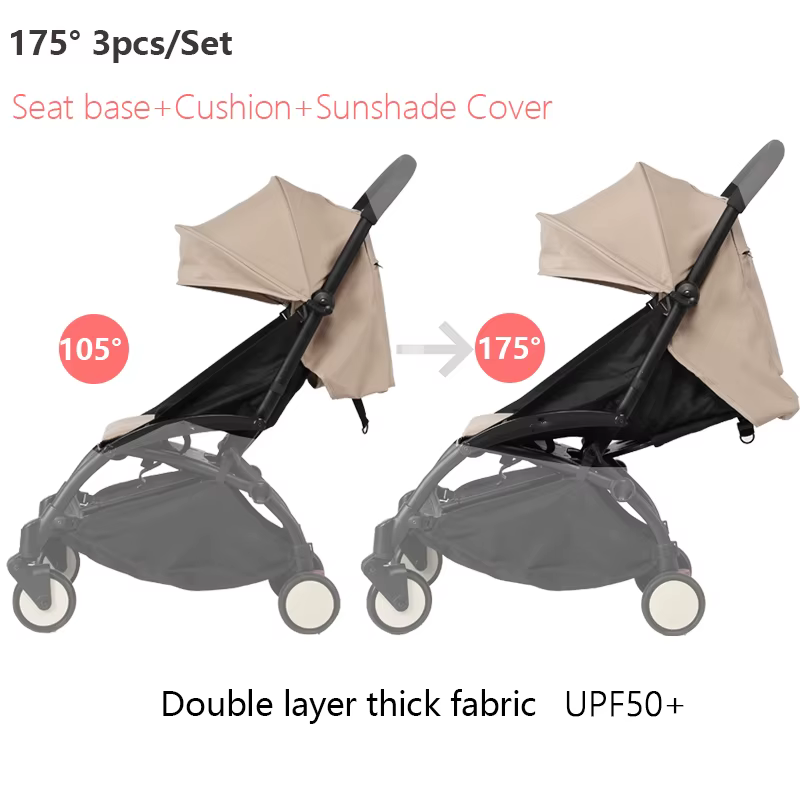 Juste de coussin ajustable à 175 ° pour poussette Babyzen Yoyo Yoya, matelas de siège pare-soleil, 3