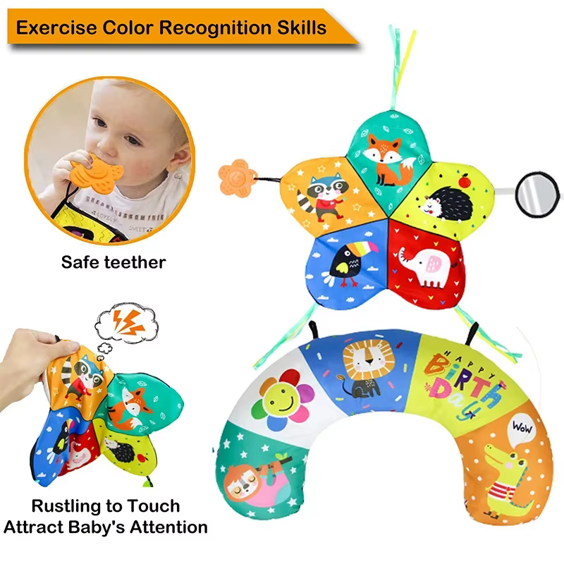 Jouets d'oreiller pour bébé, noir et blanc, contraste élevé, jouets Montessori pour bébés de 0 à 6 a