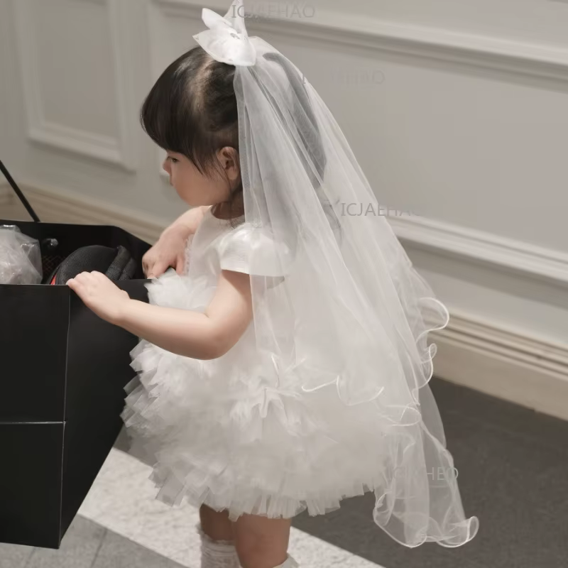 Robe de cérémonie pour enfant 2026, style tutu, pour mariage, demoiselle d'honneur, bébé fille, fête