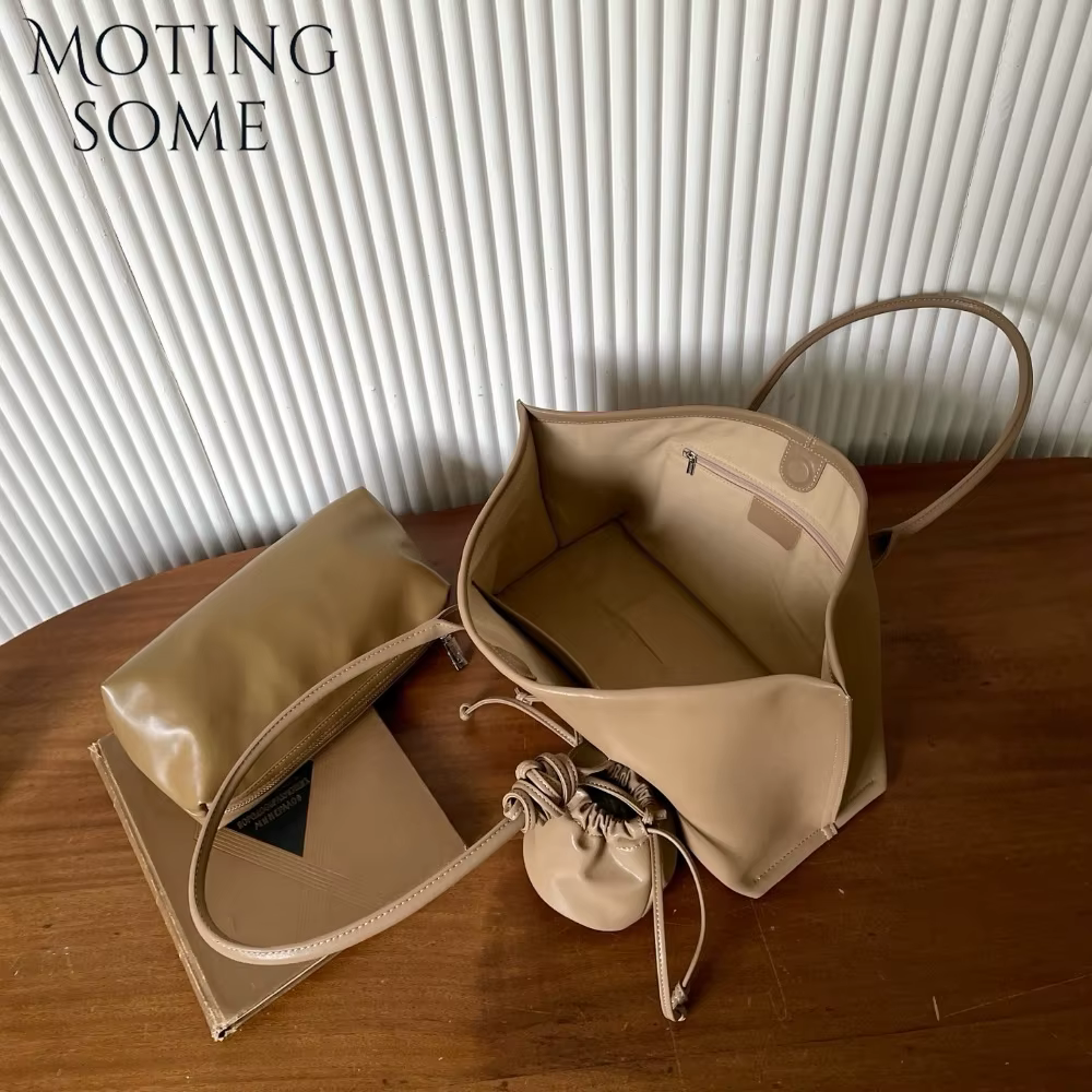 Motingsome grande capacité femmes sac nouveau luxe en cuir véritable sac à main et sac à main pochet