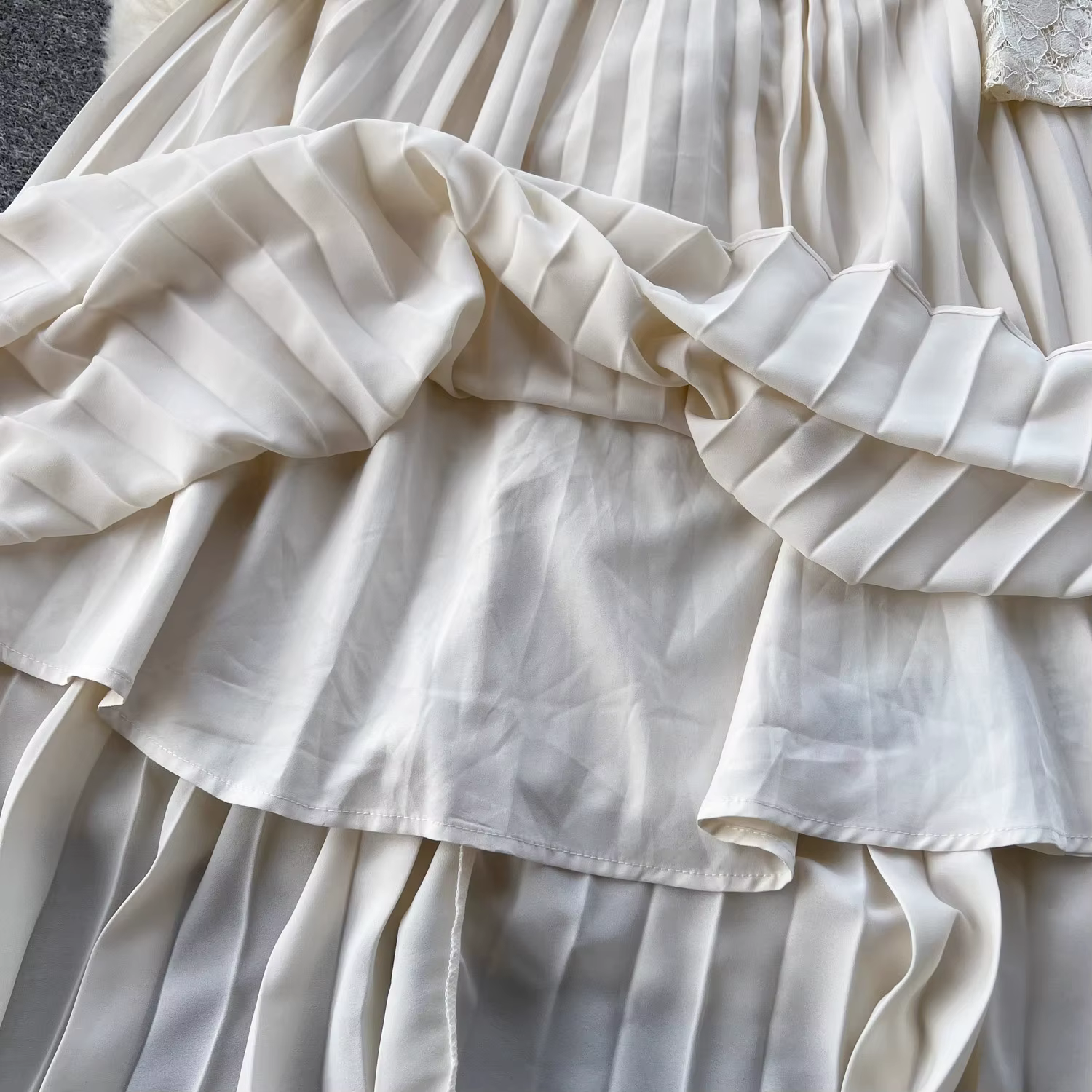 Robe mi-longue en mousseline de soie patchwork de dentelle pour femme, col carré, évider, fleur, cei