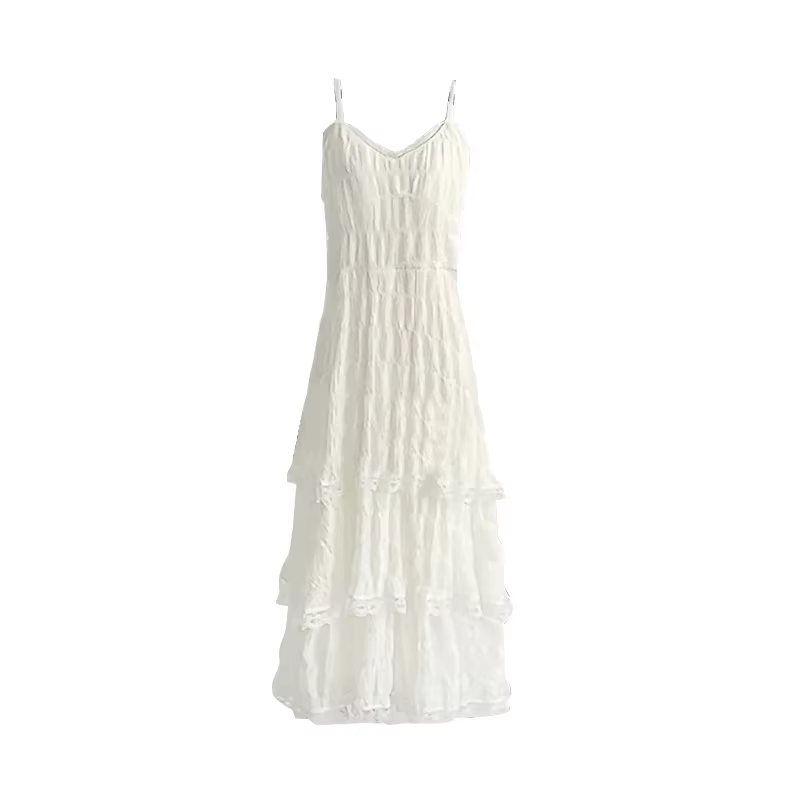 Été Befree longue Vintage décontracté volants élégant Maxi sangle Camis soyeux plage dentelle élégan